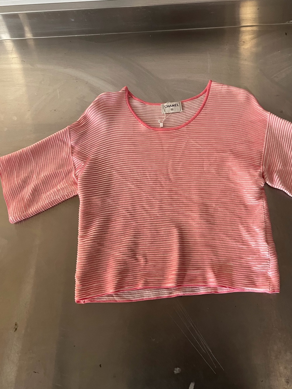 CHANEL Pink Striped Top